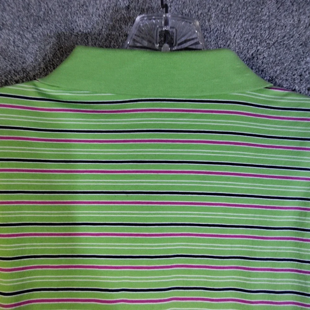 Carnoustie Performance Golf Polo Mens Medium Striped Green Short Sleeve Shirt